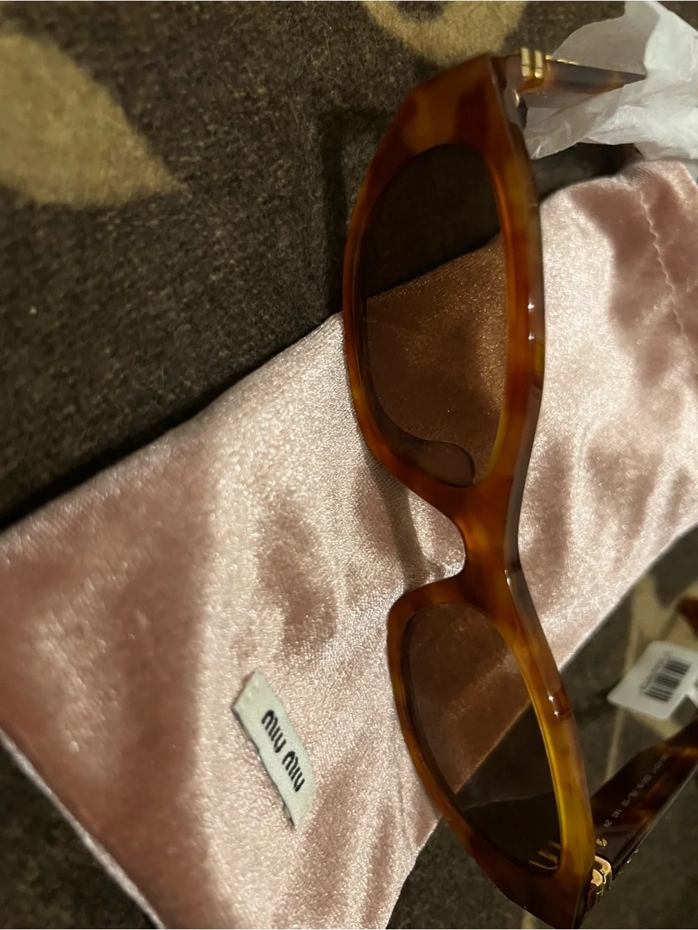 Miu Miu Tortoiseshell Acetate Sunglasses with Brown Lenses